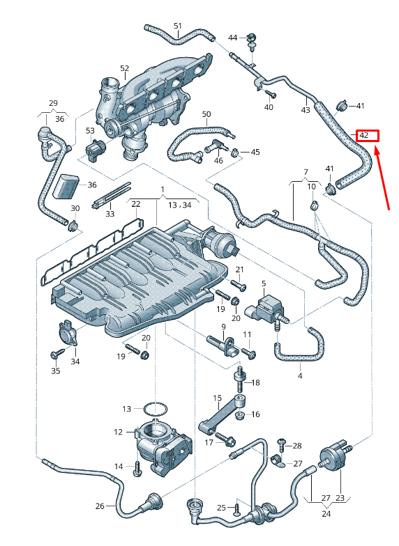 new audi a4 avant b8 intake vacuum system connecting hose 06h133781q original