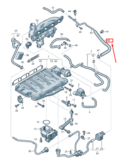 new audi a4 avant b8 intake vacuum system connecting hose 06h133781q original