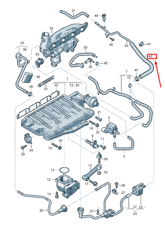 new audi a4 avant b8 intake vacuum system connecting hose 06h133781q original