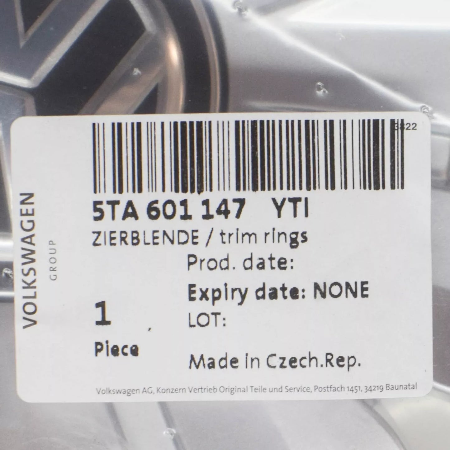 NEW VW TOURAN 5T WHEEL TRIM RING COVER 1PCS 16" 5TA601147AYTI ORIGINAL