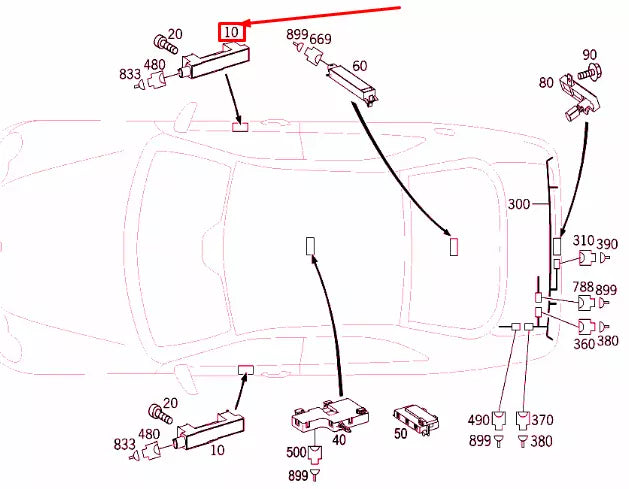 NEW MERCEDES-BENZ CLK C209 KEYLESS GO DOOR HANDLE ANTENNA A2098200475