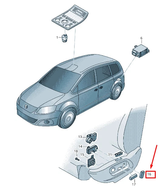 NEW VW SHARAN 7N LEFT SEAT PUSHBUTTON CAP 3C09598179B9