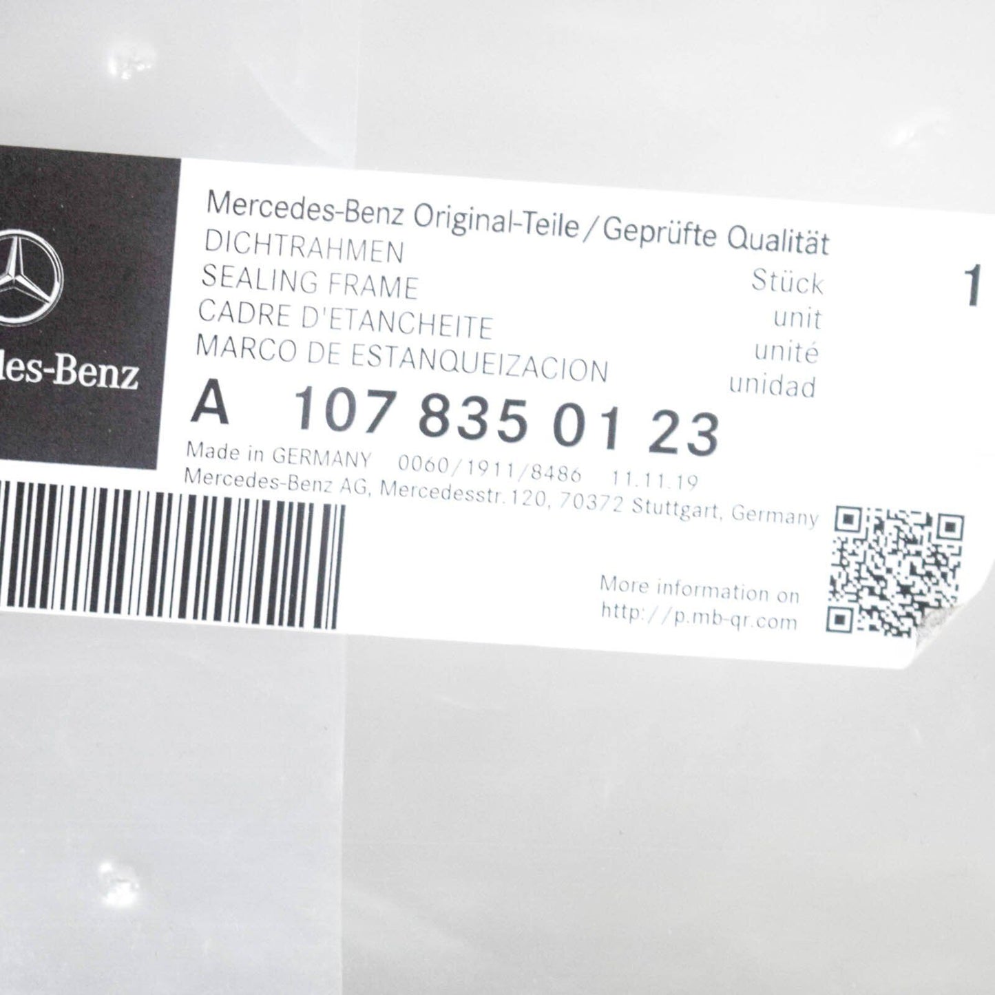 NEW MERCEDES-BENZ SL R107 BLOWER WEATHERSTRIP A1078350123 ORIGINAL