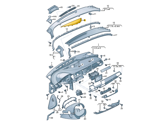 NEW AUDI A8 4H FRONT DASH PANEL SPEAKER COVER LHD 4H1857367E6PS ORIGINAL