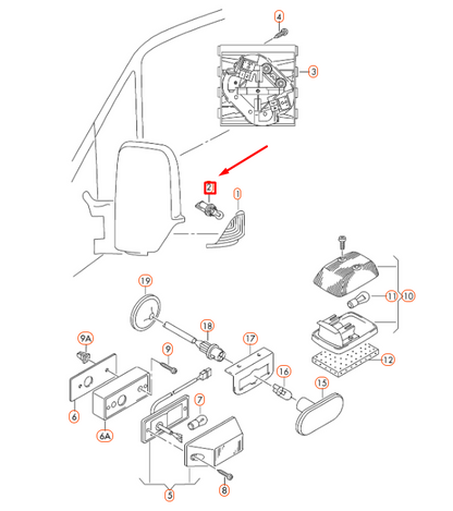 new vw crafter mk1 2f door mirror turn signal bulb with socket 2e0945981