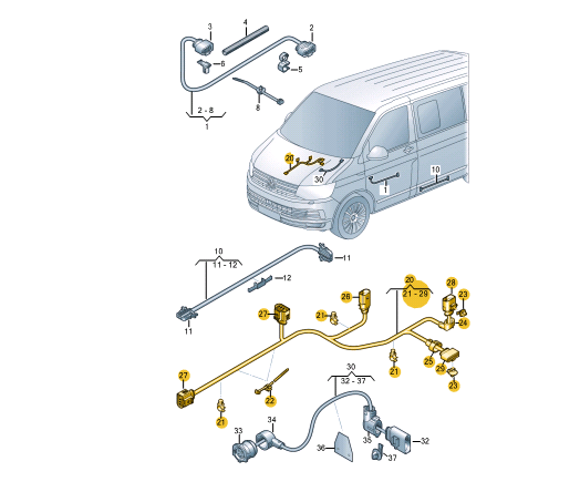 NEW VW TRANSPORTER T6 POWER STEERING WIRING LOOM HARNESS RHD 7LA971411B ORIGINAL