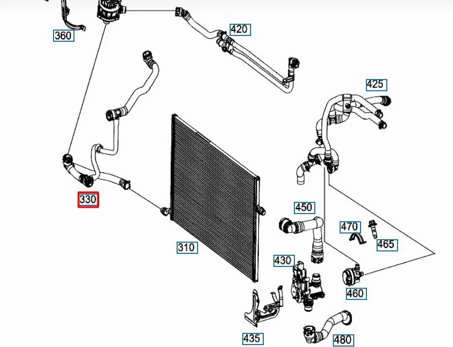NEW MERCEDES-BENZ E W213 RIGHT SIDE COOLING RADIATOR HOSE A2135010102 ORIGINAL