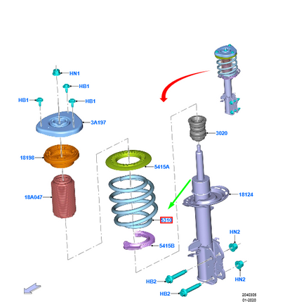 new ford kuga mk3 front coil spring 2544890 lx61-5310-emd original