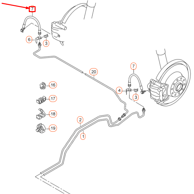 NEW AUDI A1 8X REAR LEFT BRAKE PIPE 1K0611775D ORIGINAL