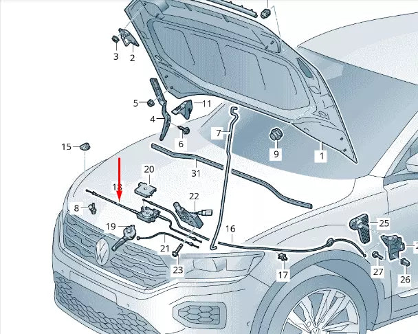NEW VOLKSWAGEN T-ROC FRONT BONNET HOOD LID LOCK CABLE 2GA823531