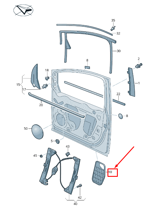 NEW VW SHARAN 7N FRONT RIGHT DOOR COVER PLATE 7N0837350D ORIGINAL