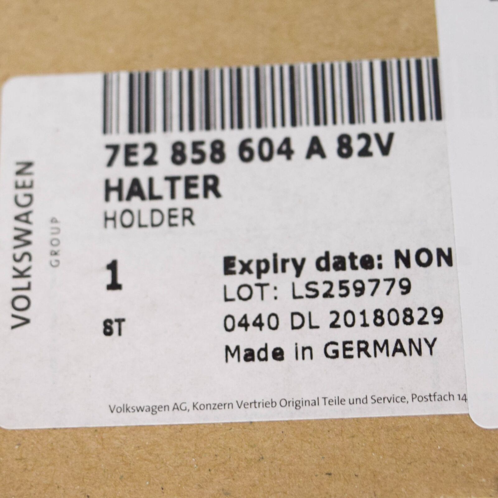 NEW VOLKSWAGEN TRANSPORTER T6 FRONT RIGHT CUP HOLDER RHD 7E2858604A82V ORIGINAL