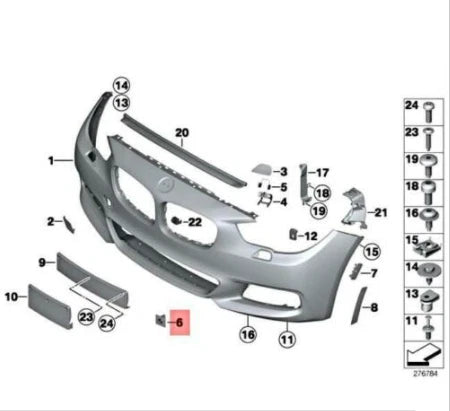 NEW BMW 5 GT F07 M FRONT BUMPER PDC MOUNT BRACKET KIT 51112221808 ORIGINAL