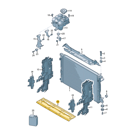 new volkswagen touareg cr7 radiator lower air guide 760121763p original