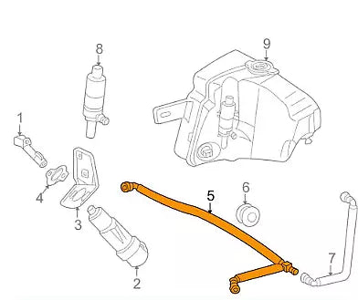 NEW MERCEDES BENZ ML W163 HEADLAMP WASHER HOSE LINE PIPE A1638601892 ORIGINAL
