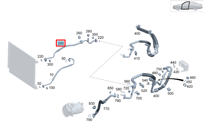 NEW MERCEDES-BENZ S W223 A/C REFRIGERANT HOSE PIPE A2238301602 ORIGINAL