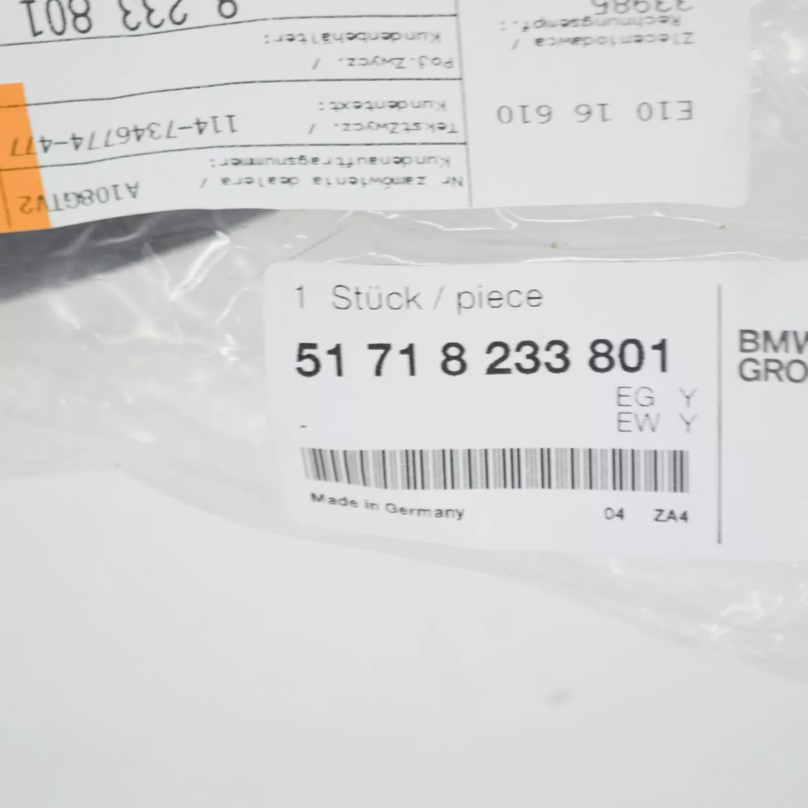 NEW BMW 3 COMPACT E36 LEFT ROOF FRAME GASKET 51718233801 8233801 ORIGINAL