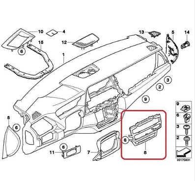 NEW BMW X5 E70 CENTER DASHBOARD PANEL COVER TRIM BEZEL 6967464 ORIGINAL