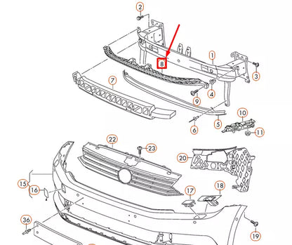 NEW VW PASSAT VARIANT B8 FRONT BUMPER MOUNT BRACKET 3G0807889