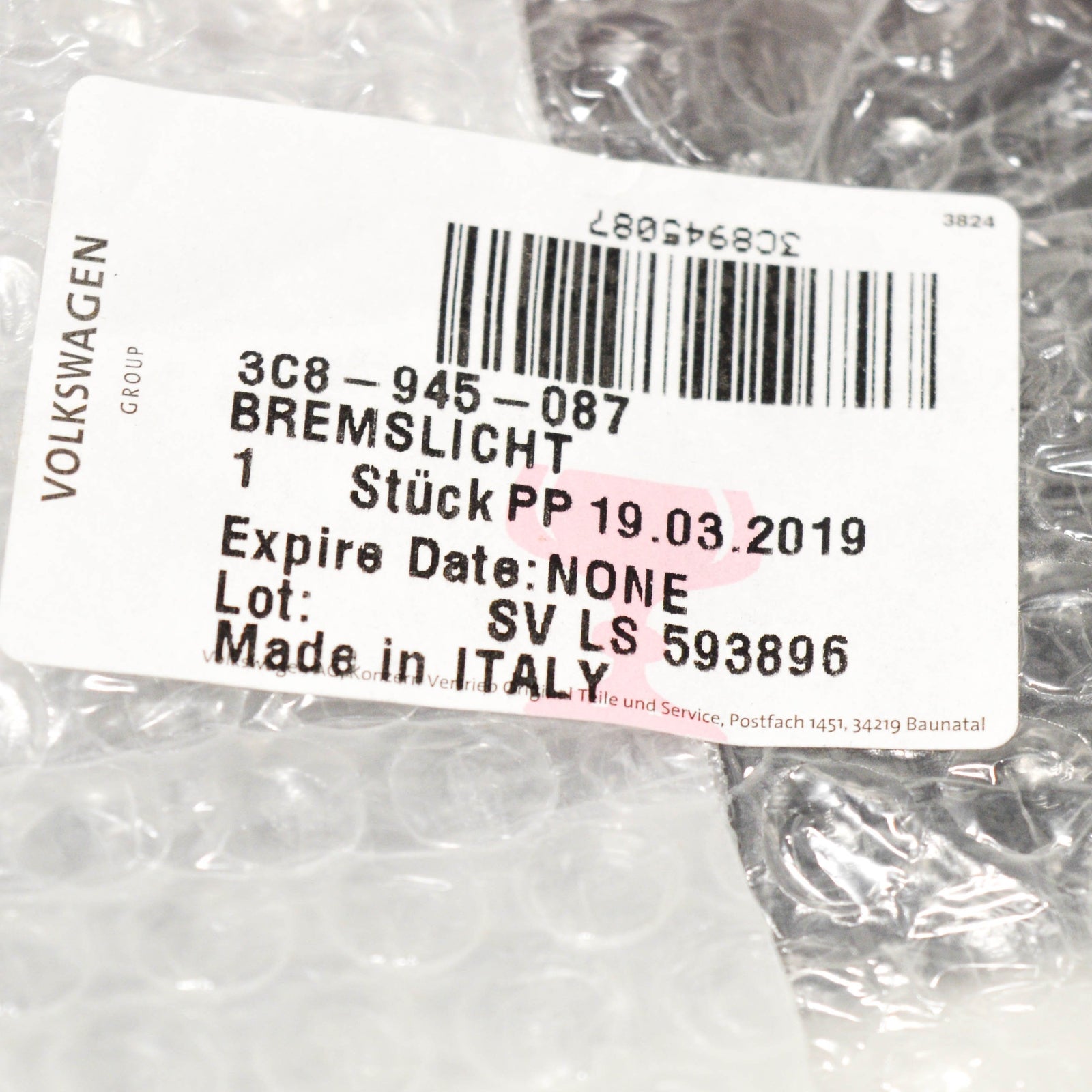 NEW VOLKSWAGEN PASSAT CC THIRD 3RD BRAKE STOP LIGHT 3C8945087 ORIGINAL