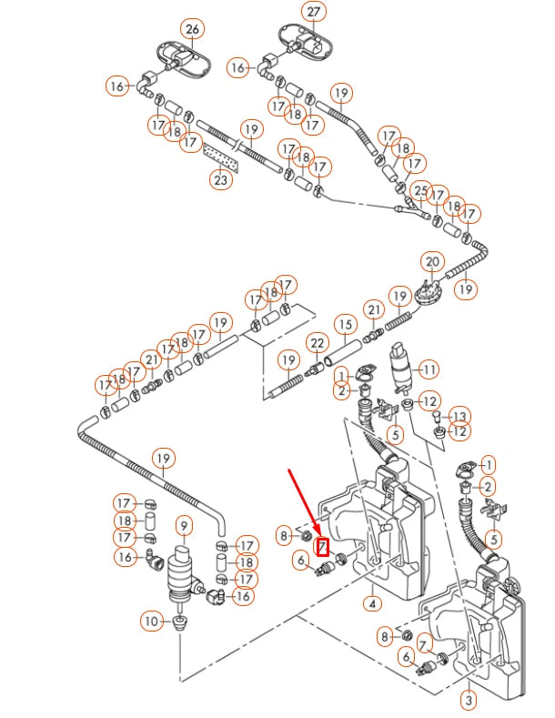 NEW AUDI A1 MK1 WASHER FLUID LEVEL SENSOR GROMMET O-RING 7M0919382 ORIGINAL