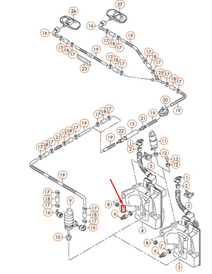 NEW AUDI A1 MK1 WASHER FLUID LEVEL SENSOR GROMMET O-RING 7M0919382 ORIGINAL