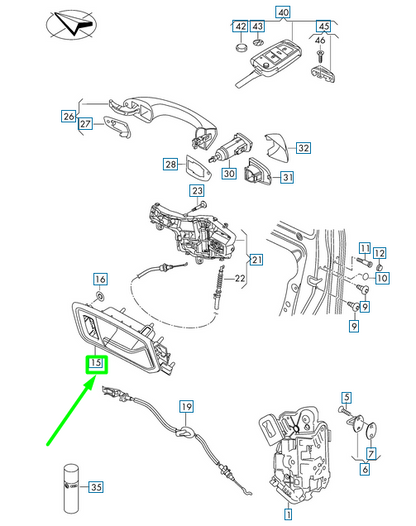 new vw tiguan ad mk2 front left internal handle lhd 5nb837019gevo original