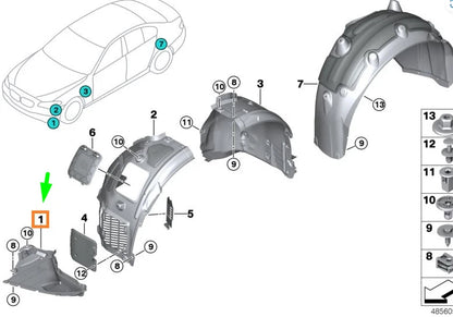 NEW BMW 8 CABRIO G14 FRONT LEFT WHEELARCH BOTTOM FRONT COVER 51718060035