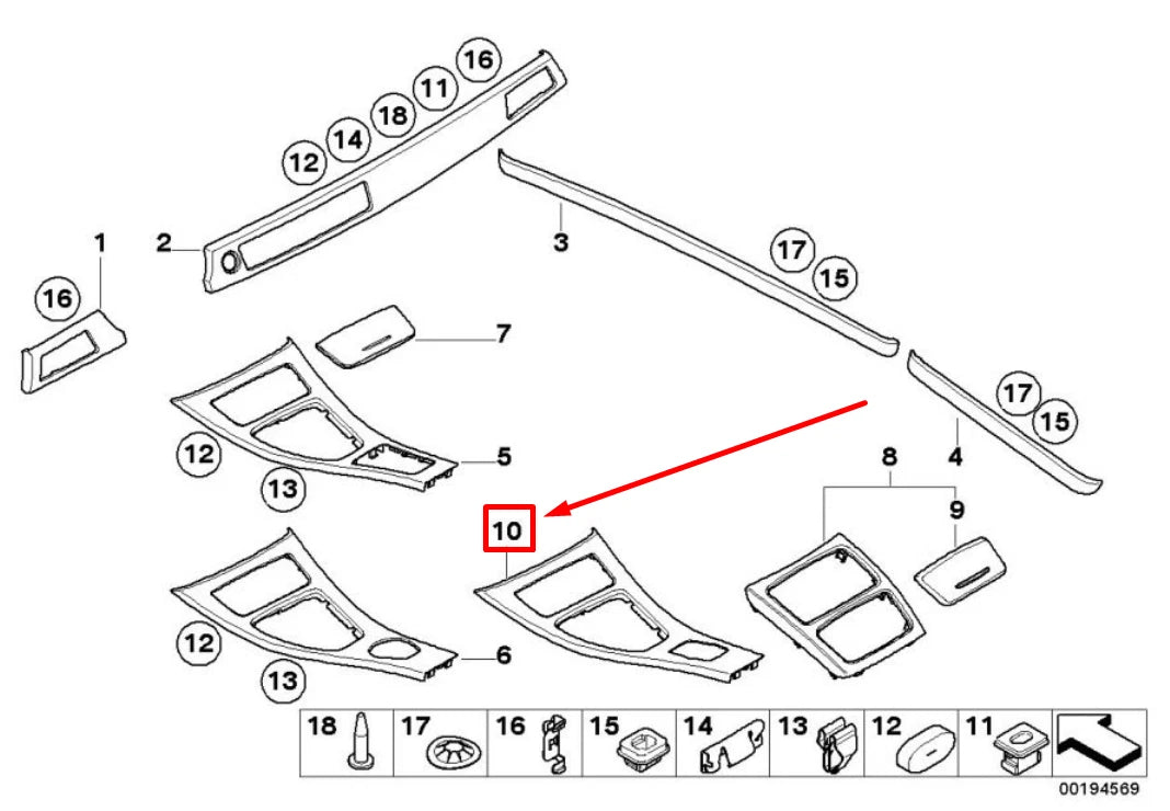 NEW BMW 3 CABRIO E93 CENTER CONSOLE COVER 51169170932 9170932 ORIGINAL