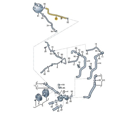 NEW VOLKSWAGEN TIGUAN 5N EXPANSION TANK COOLANT HOSE 5N0122447M