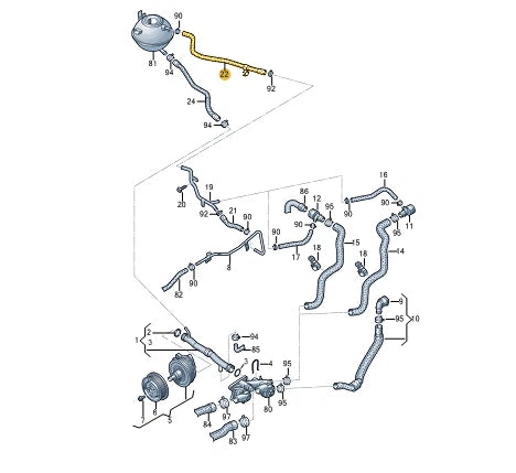 NEW VOLKSWAGEN TIGUAN 5N EXPANSION TANK COOLANT HOSE 5N0122447M