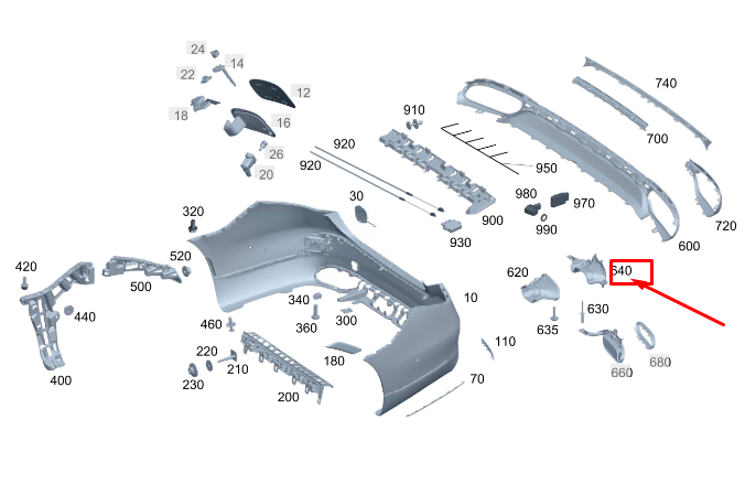 new mercedes-benz s w223 rear left tail pipe tip bracket a2238856600 original