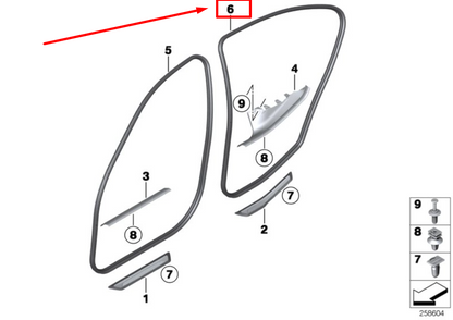 new bmw 4 f36 rear right door door weatherstrip 7409192 51727409192 original