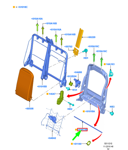 new ford transit custom mk1 front left seat back actuator lhd 1811290 original