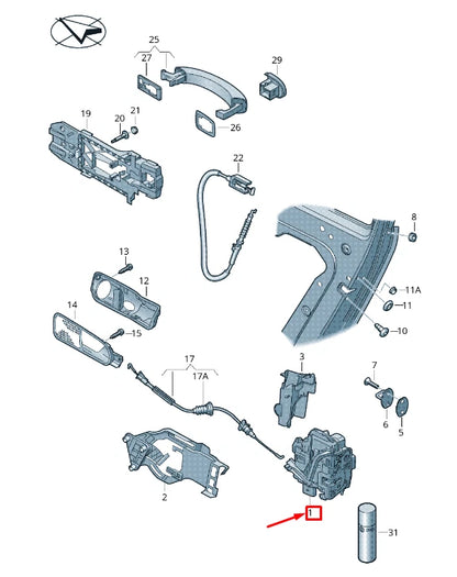 NEW VW CC 358 REAR RIGHT DOOR LOCK 5N0839016R ORIGINAL