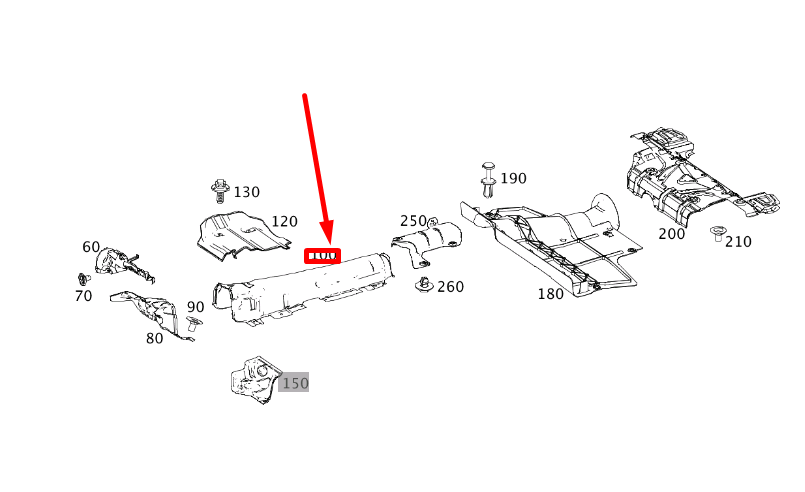 new mb cla c117 over catalytic converter shielding a2466823900 original