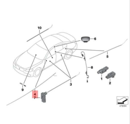 new bmw 5 gt f07 front door optical fiber cable top left upper 9199789 original