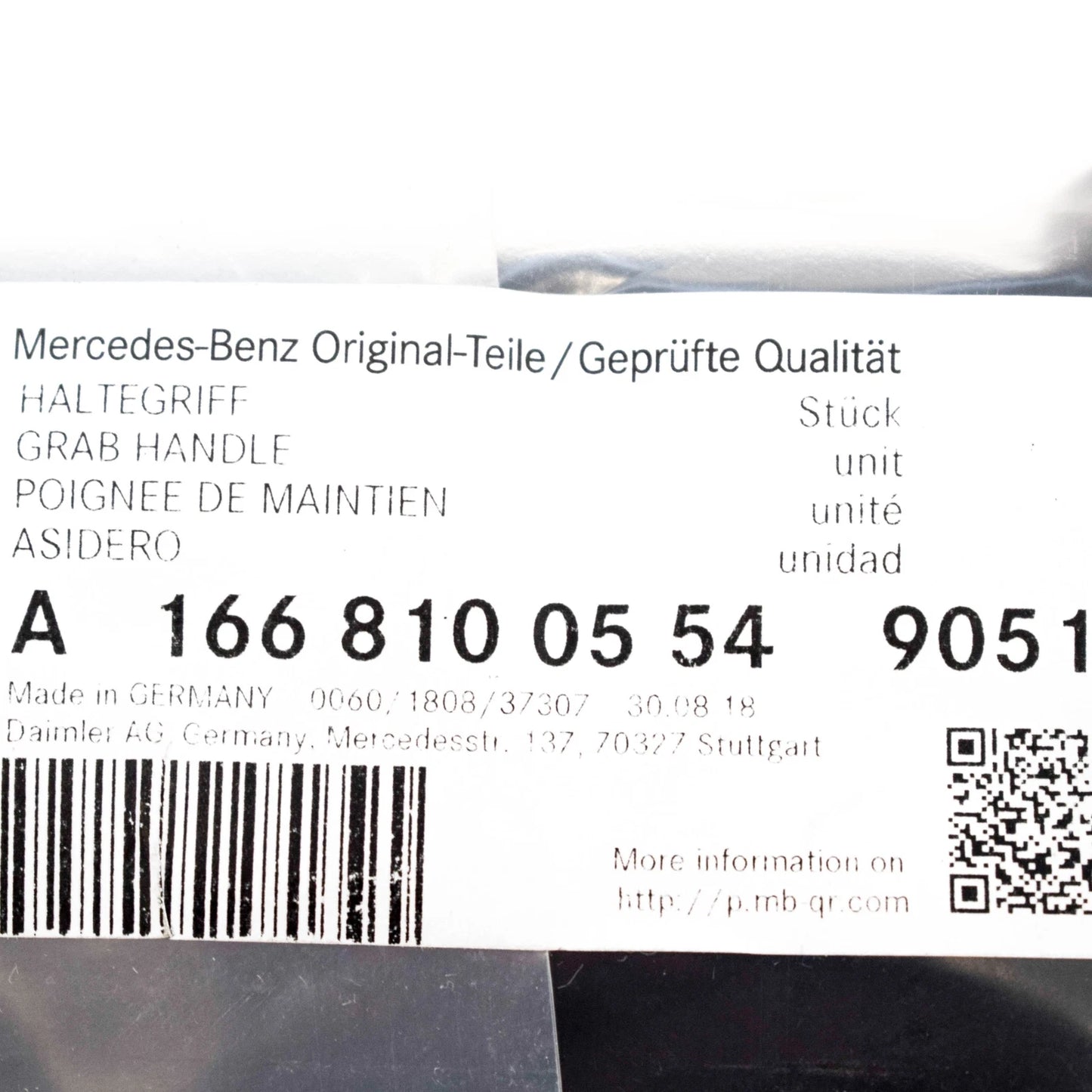 NEW MB M W166 INTERIOR REAR LEFT GRAB HANDLE A1668100554 9051 ORIGINAL