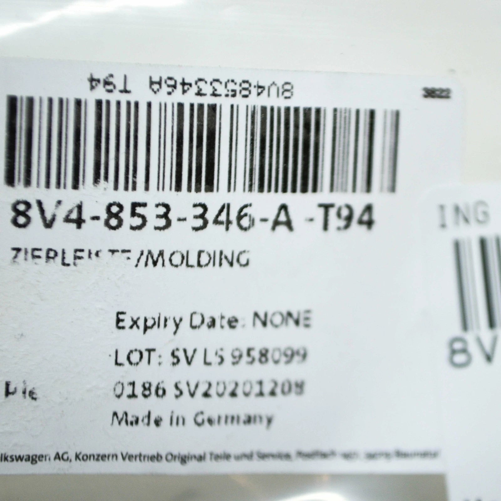 NEW AUDI A3 S 8V REAR RIGHT SIDE WINDOW CHROME TRIM 8V4853346AT94