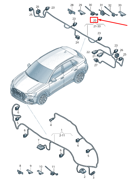 NEW AUDI Q3 F3 REAR PARKING AID WIRING 83A971104AL ORIGINAL