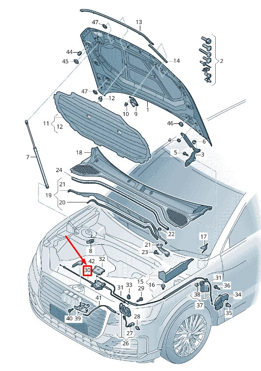 NEW AUDI Q2 GA CENTER BONNET LOCK CABLE 81A823531 ORIGINAL