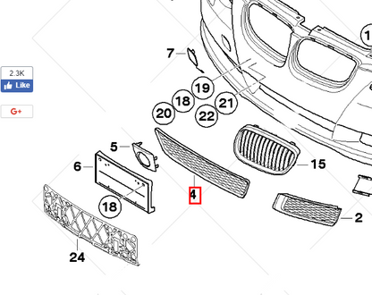 new bmw 3 e92 front bumper lower center grille closed 51117154714 original