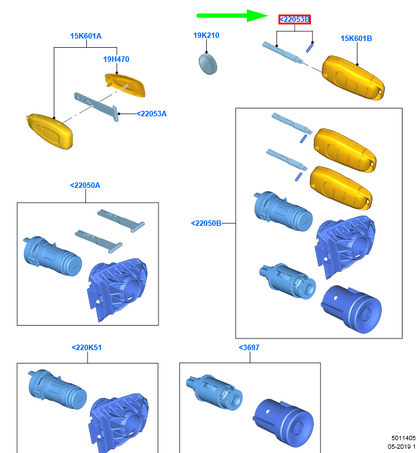 new ford puma key 2086837 h1ba-22053-da original