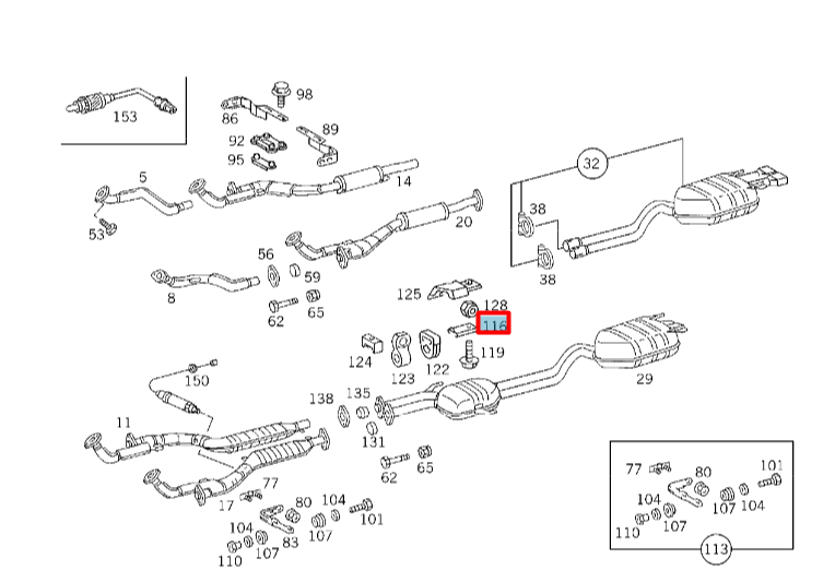 NEW MERCEDES-BENZ S W140 EXHAUST HANGER BRACKET MOUNT A1404920241 ORIGINAL