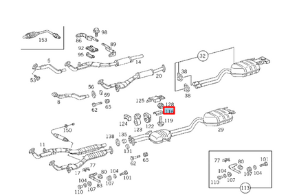 NEW MERCEDES-BENZ S W140 EXHAUST HANGER BRACKET MOUNT A1404920241 ORIGINAL