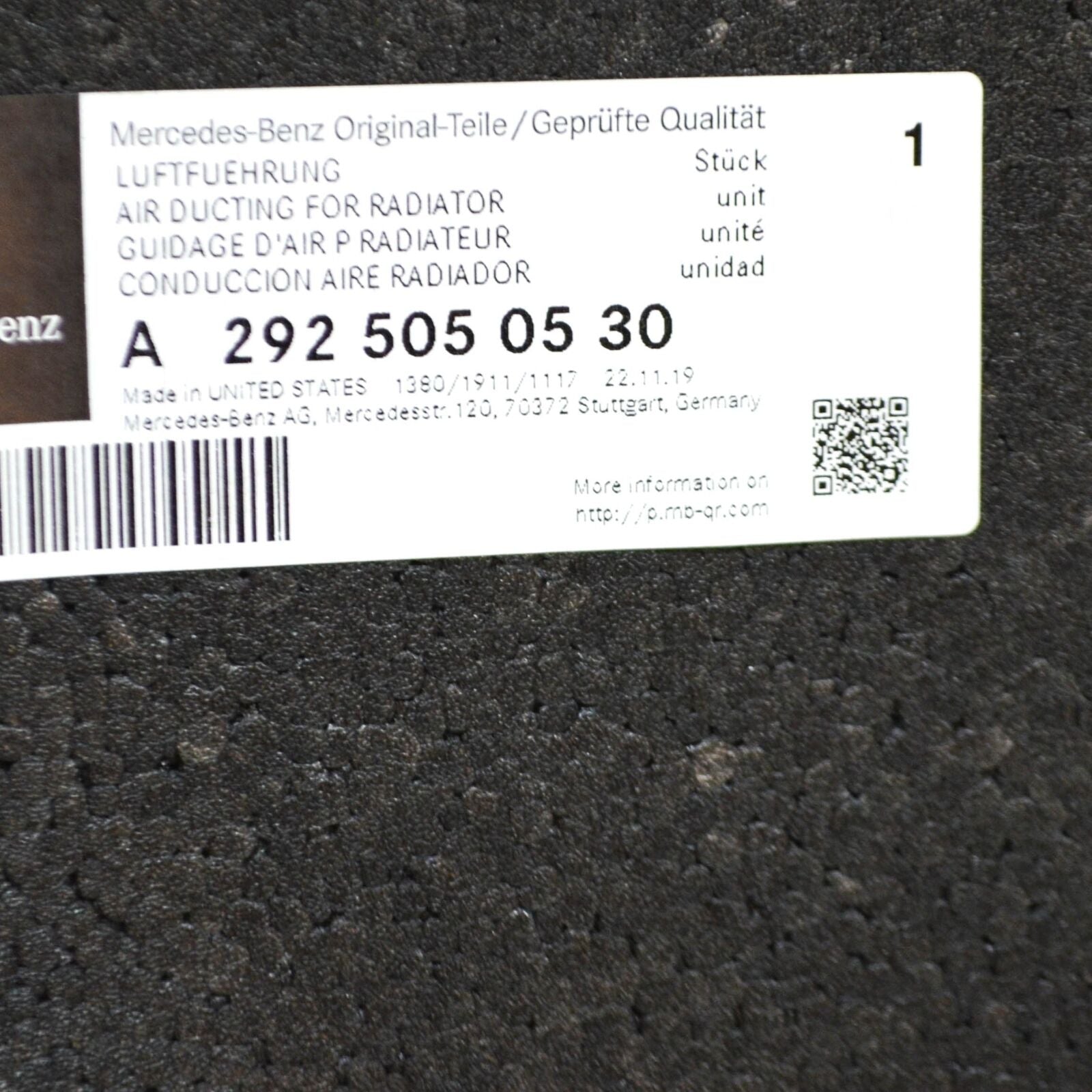 NEW MERCEDES-BENZ M-CLASS W166 RADIATOR LEFT AIR DUCT A2925050530 2015 ORIGINAL