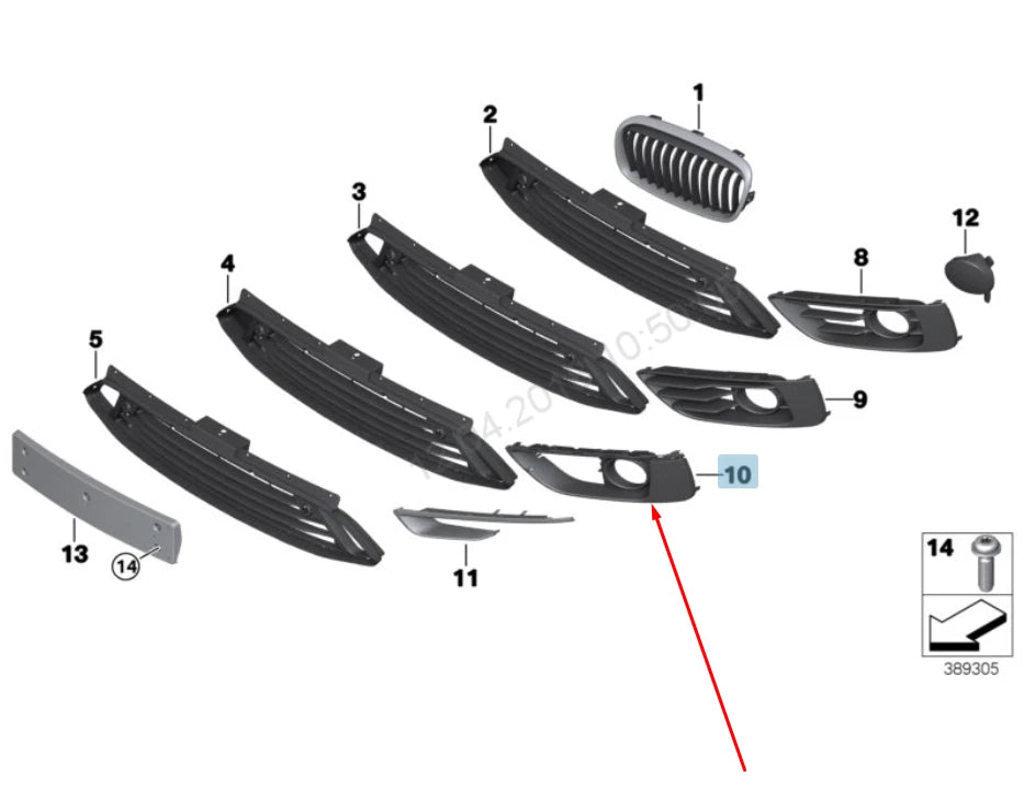 NEW BMW 2 F45 LEFT FOG LIGHT GRILLE LUXURY LINE 51117347219 2015 ORIGINAL