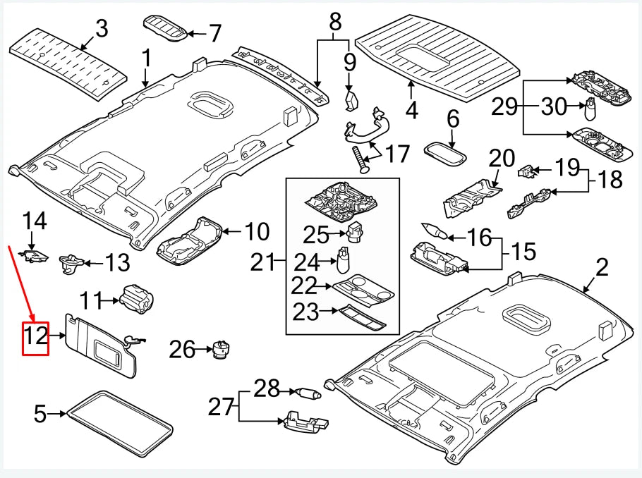 NEW VW JETTA III 1K MK3 LEFT SIDE SUN VISOR 1K0857551AF2F4 ORIGINAL