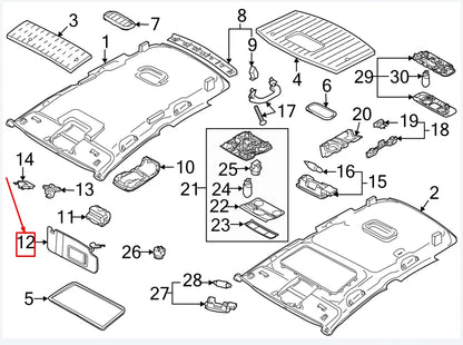 NEW VW JETTA III 1K MK3 LEFT SIDE SUN VISOR 1K0857551AF2F4 ORIGINAL