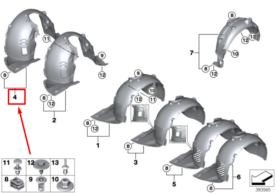 new bmw 2 f46 front right wheel arch cover 51717319762 7319762 original